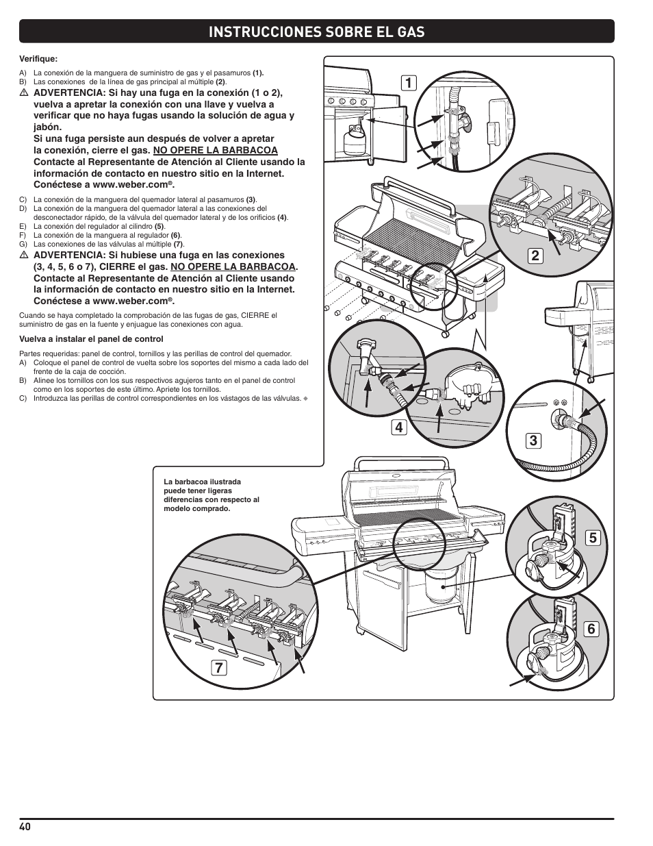 Instrucciones sobre el gas | weber Summit 56214 User Manual | Page 40 / 84