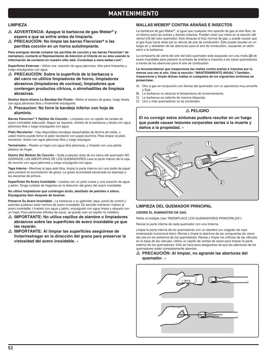 Mantenimiento | weber Summit 56214 User Manual | Page 52 / 84