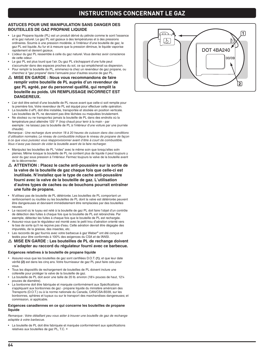 Instructions concernant le gaz | weber Summit 56214 User Manual | Page 64 / 84