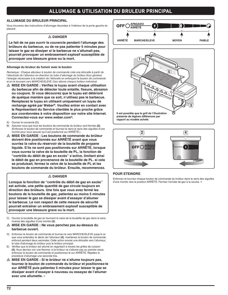 Allumage & utilisation du bruleur principal | weber Summit 56214 User Manual | Page 72 / 84