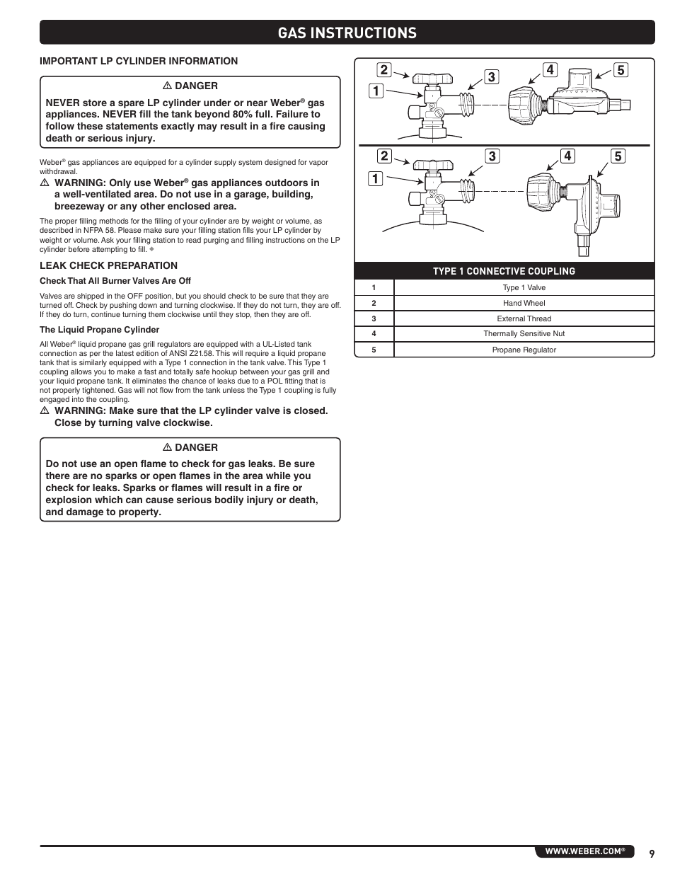 Gas instructions | weber Summit 56214 User Manual | Page 9 / 84