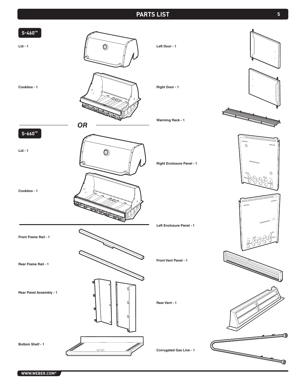 Parts list | weber Summit 43270 User Manual | Page 5 / 28