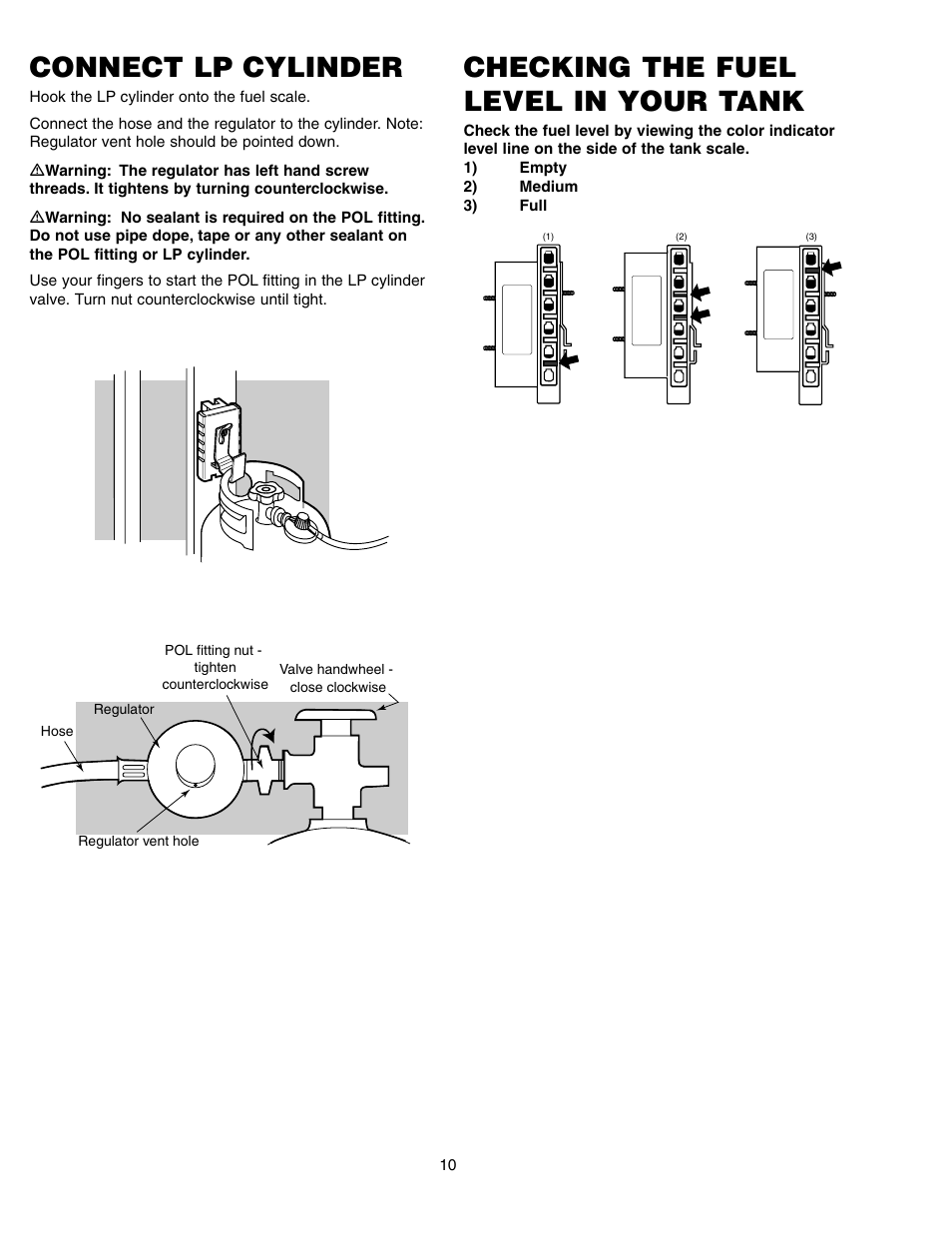 Connect lp cylinder, Checking the fuel level in your tank | weber SUMMIT 650 User Manual | Page 10 / 20