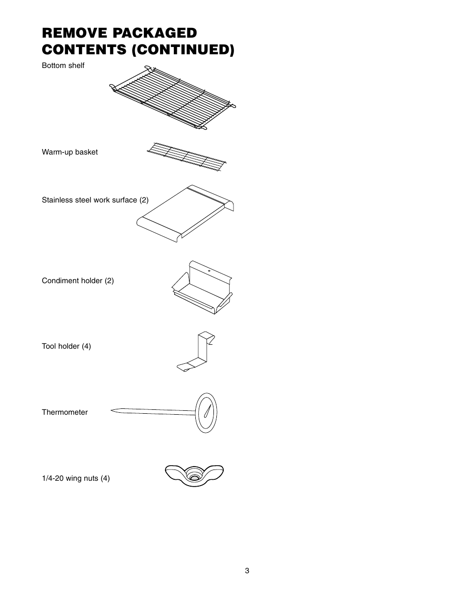 Remove packaged contents (continued) | weber SUMMIT 650 User Manual | Page 3 / 20