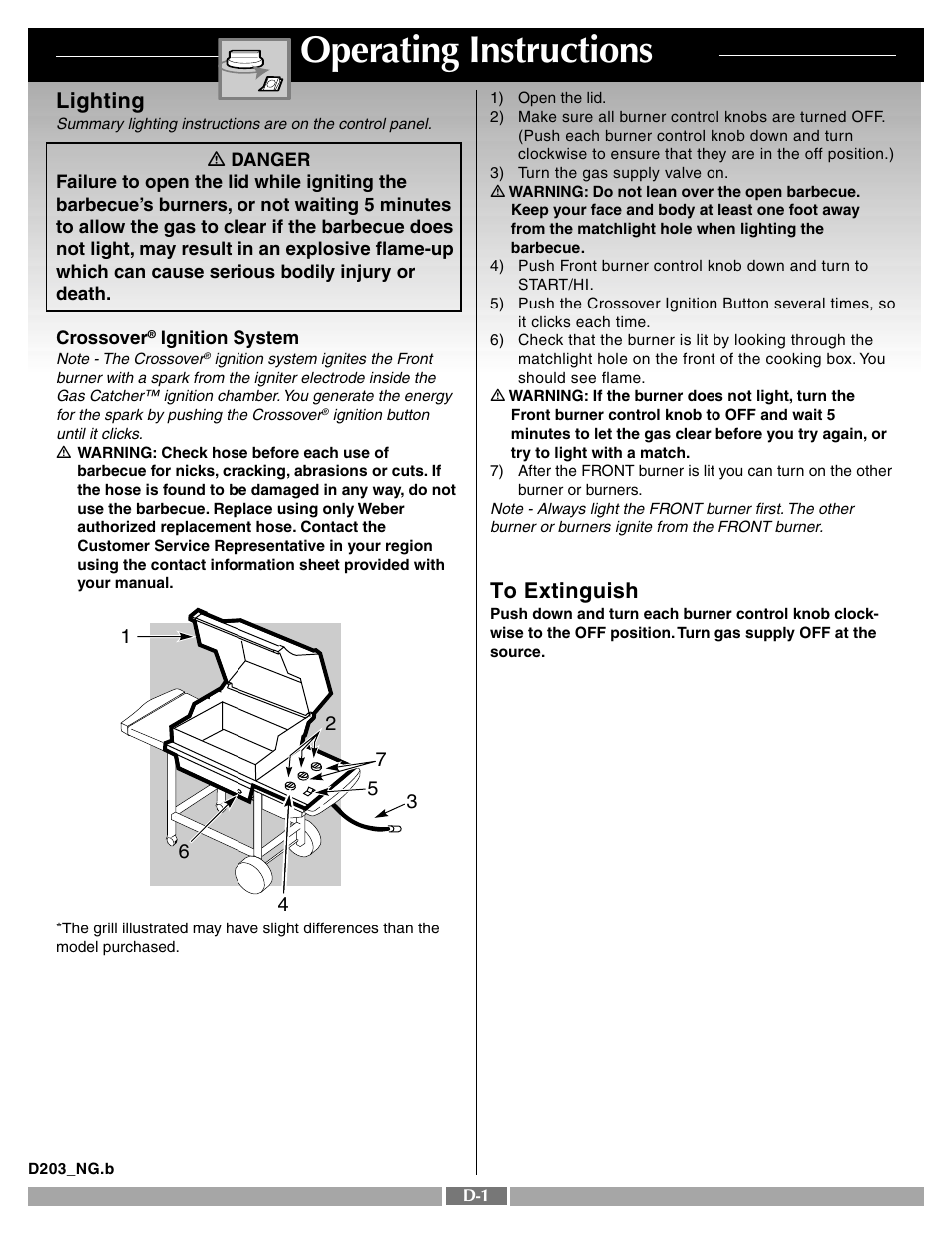 Operating instructions, Lighting | weber Silver B User Manual | Page 22 / 26