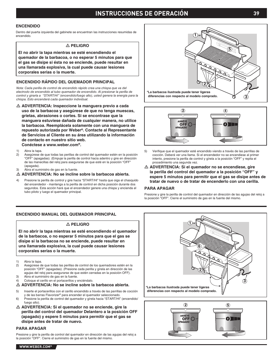 Instrucciones de operación | weber S-620TM User Manual | Page 39 / 76