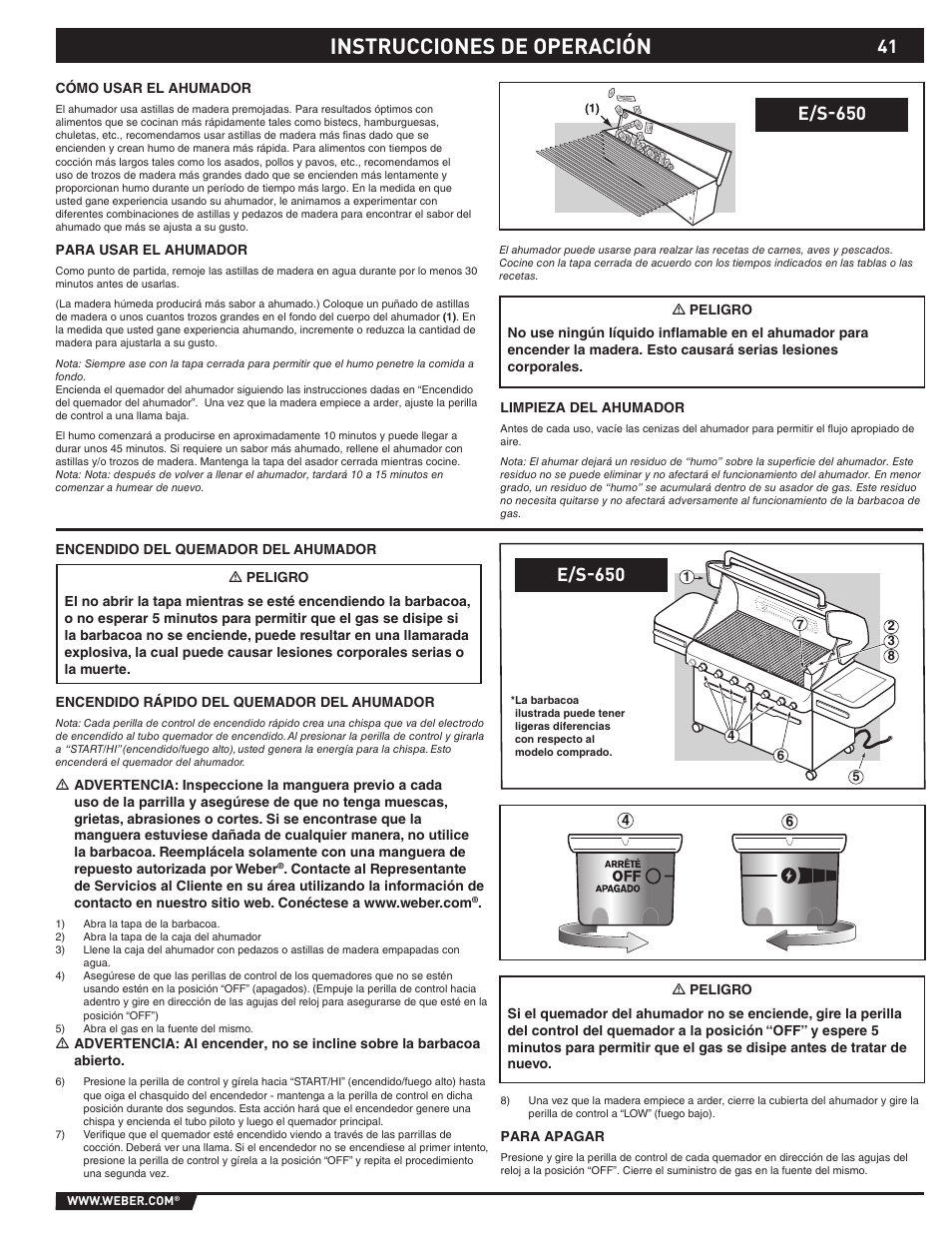 Instrucciones de operación, E/s-650 | weber S-620TM User Manual | Page 41 / 76