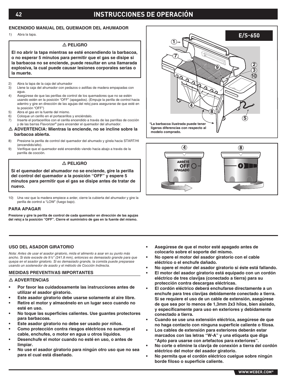 Instrucciones de operación, E/s-650 | weber S-620TM User Manual | Page 42 / 76