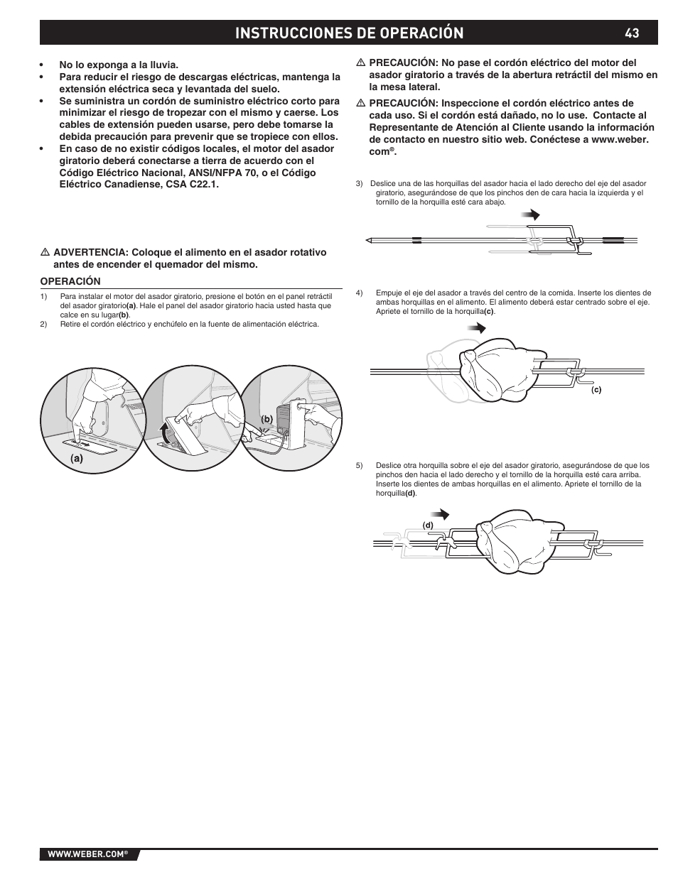 Instrucciones de operación | weber S-620TM User Manual | Page 43 / 76