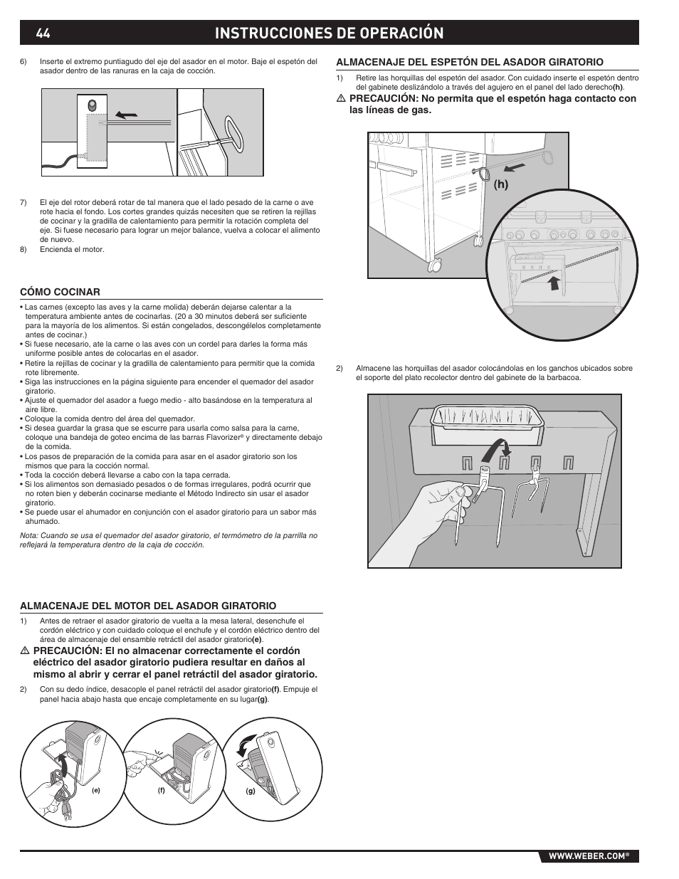 Instrucciones de operación | weber S-620TM User Manual | Page 44 / 76