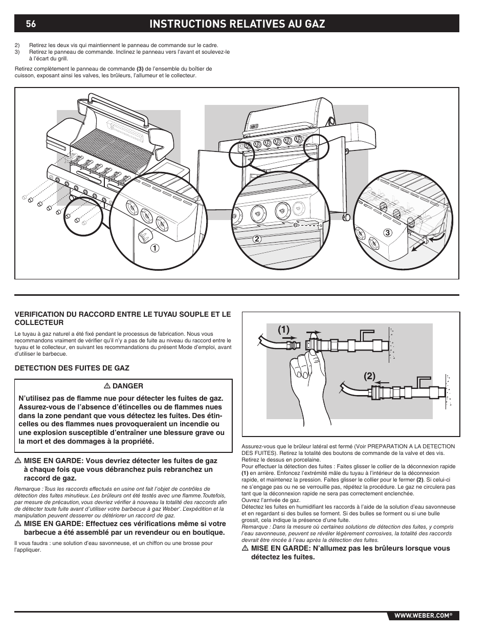 Instructions relatives au gaz | weber S-620TM User Manual | Page 56 / 76
