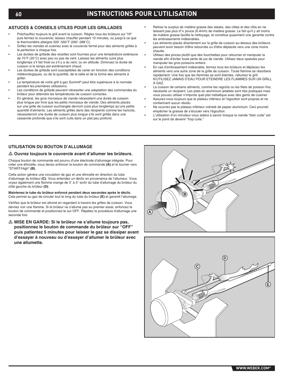 Instructions pour l’utilisation | weber S-620TM User Manual | Page 60 / 76