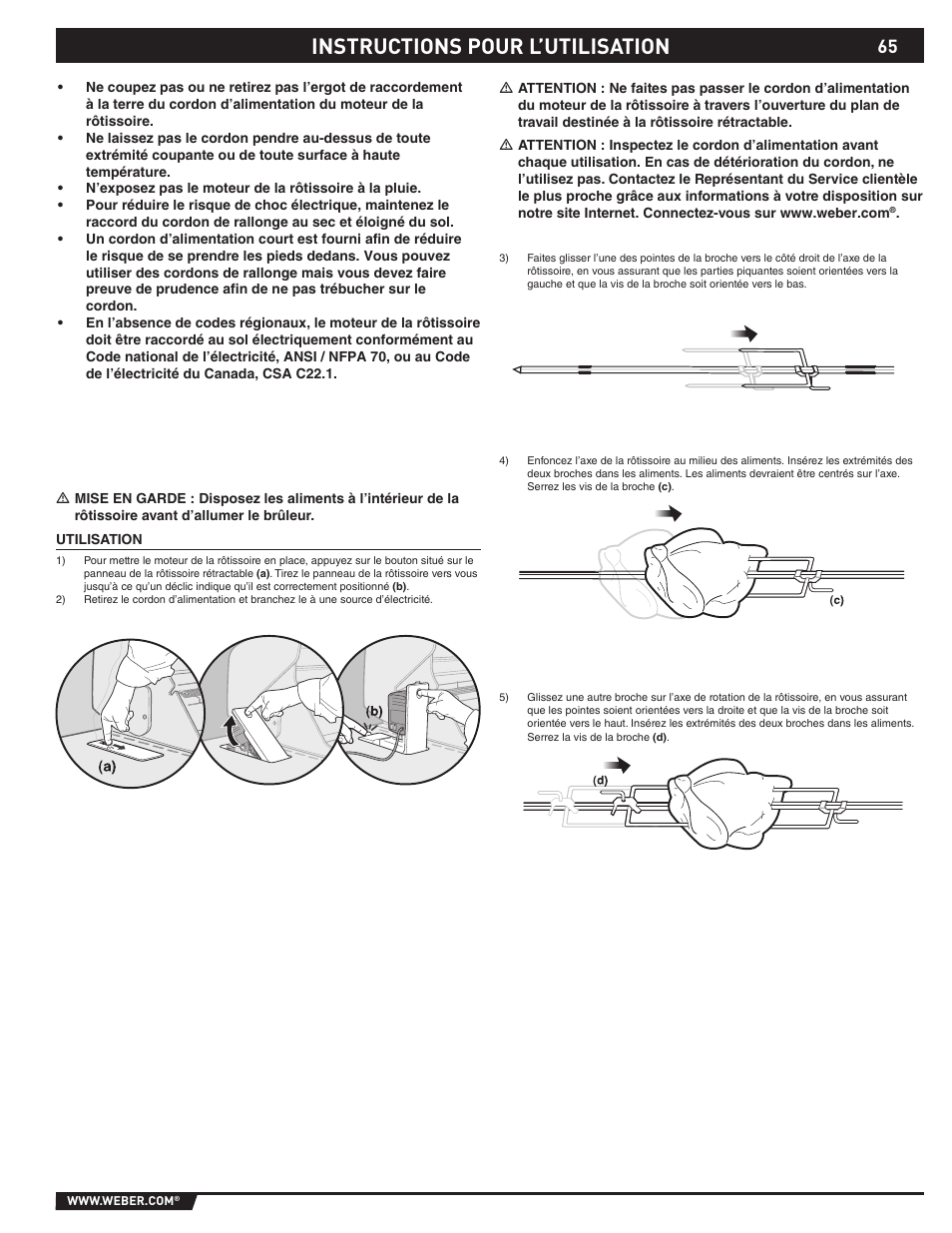 Instructions pour l’utilisation | weber S-620TM User Manual | Page 65 / 76