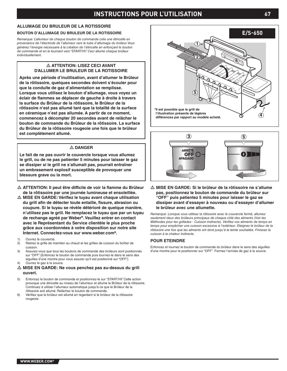 Instructions pour l’utilisation, E/s-650 | weber S-620TM User Manual | Page 67 / 76