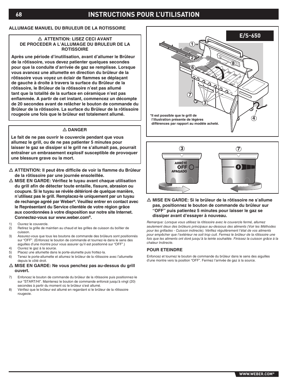 Instructions pour l’utilisation, E/s-650 | weber S-620TM User Manual | Page 68 / 76