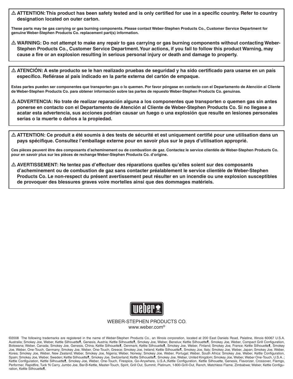 weber S-620TM User Manual | Page 74 / 76