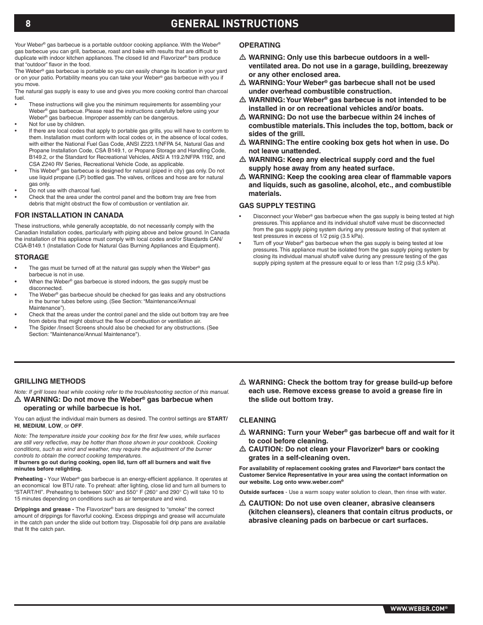 General instructions | weber S-620TM User Manual | Page 8 / 76