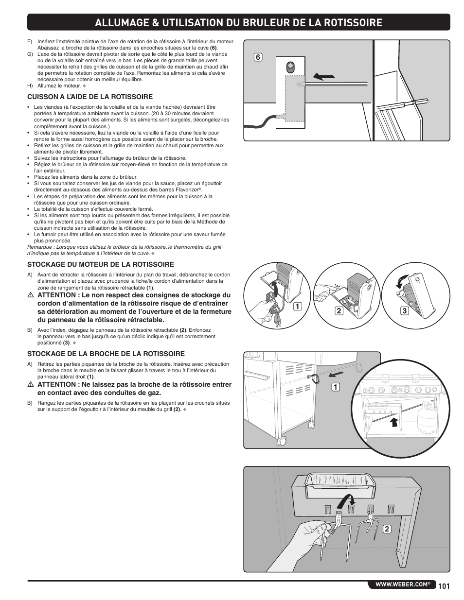 Allumage & utilisation du bruleur de la rotissoire | weber Summit E 470 User Manual | Page 101 / 108