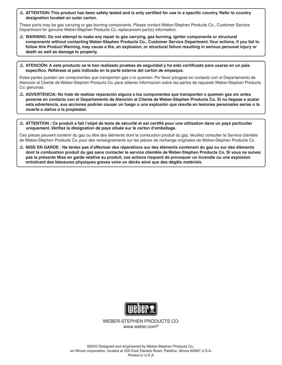 weber Summit E 470 User Manual | Page 108 / 108