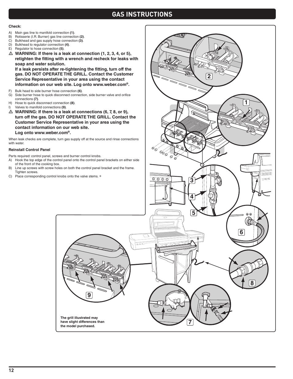 Gas instructions | weber Summit E 470 User Manual | Page 12 / 108