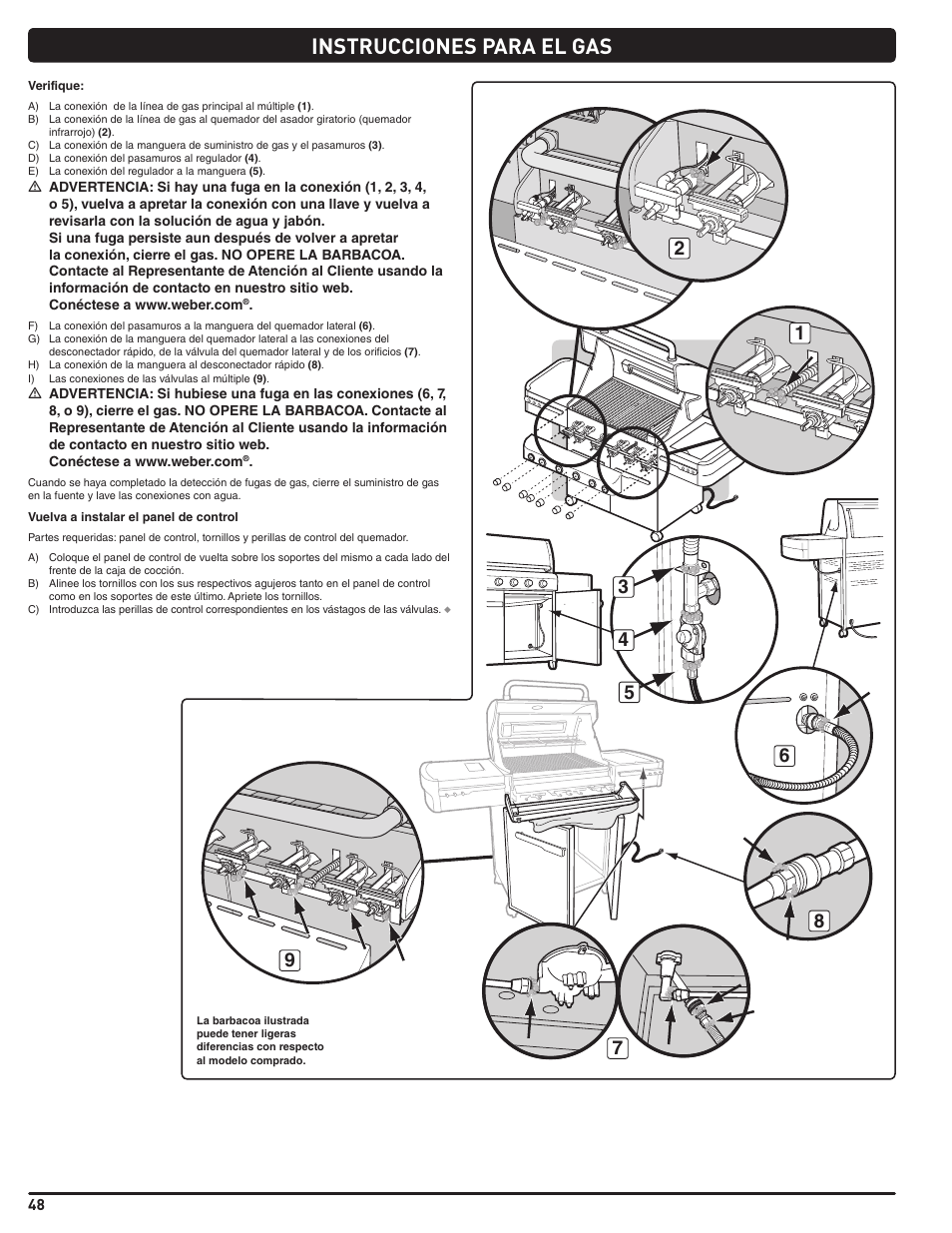 Instrucciones para el gas | weber Summit E 470 User Manual | Page 48 / 108