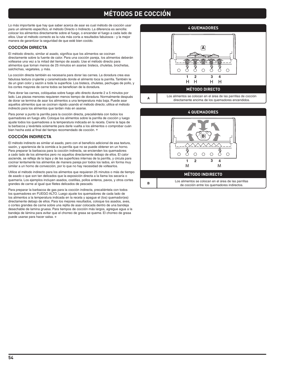 Métodos de cocción | weber Summit E 470 User Manual | Page 54 / 108
