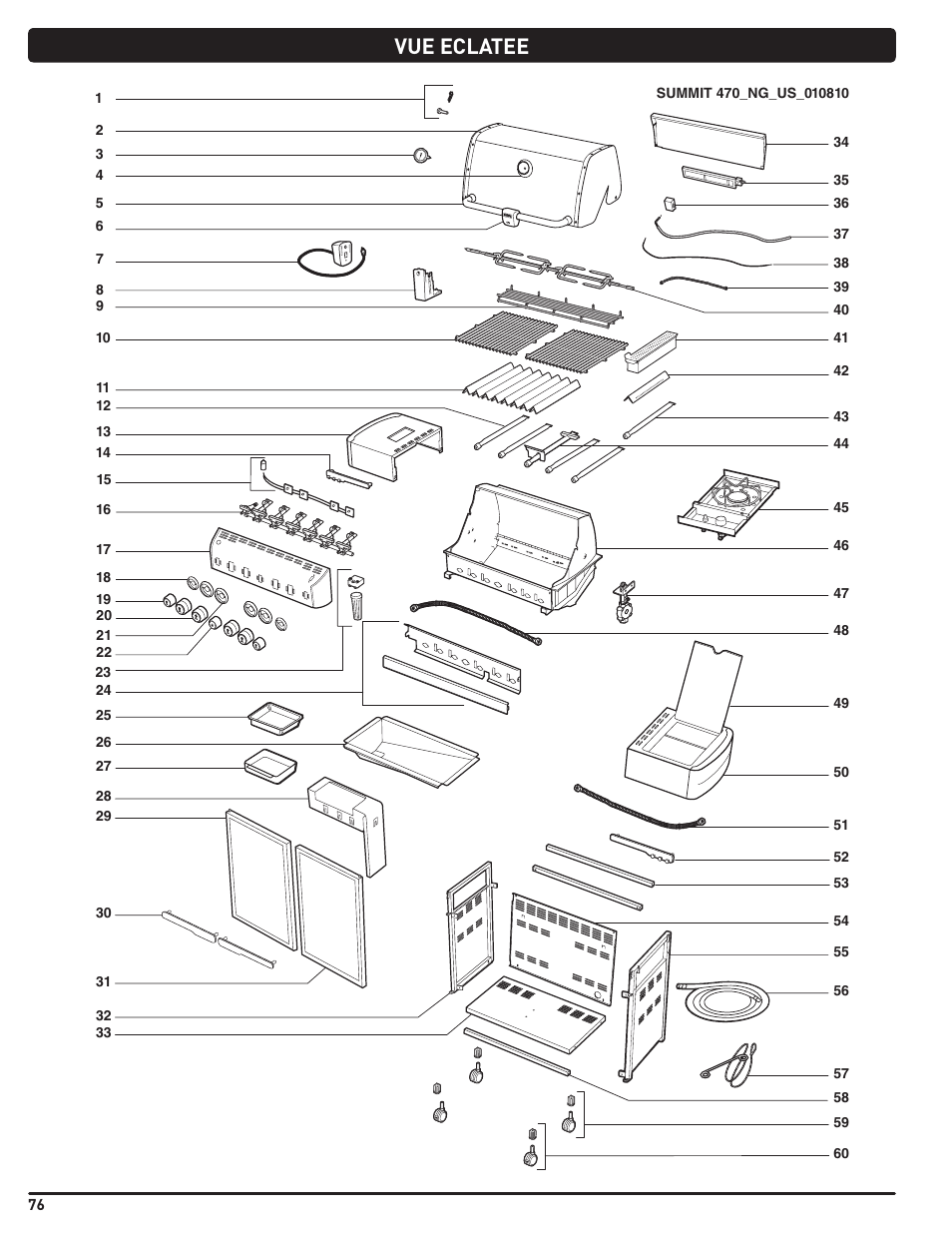 Vue eclatee | weber Summit E 470 User Manual | Page 76 / 108
