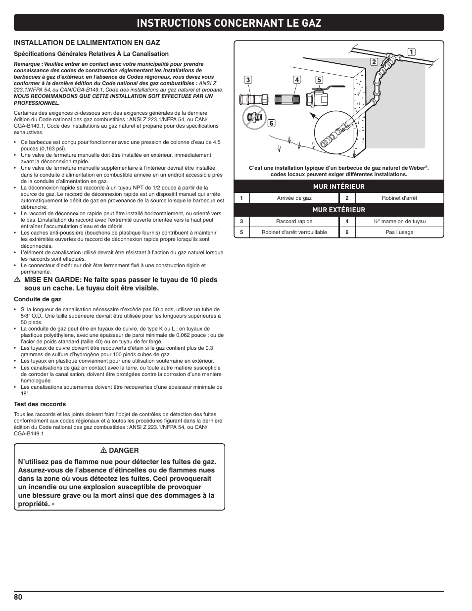 Instructions concernant le gaz | weber Summit E 470 User Manual | Page 80 / 108