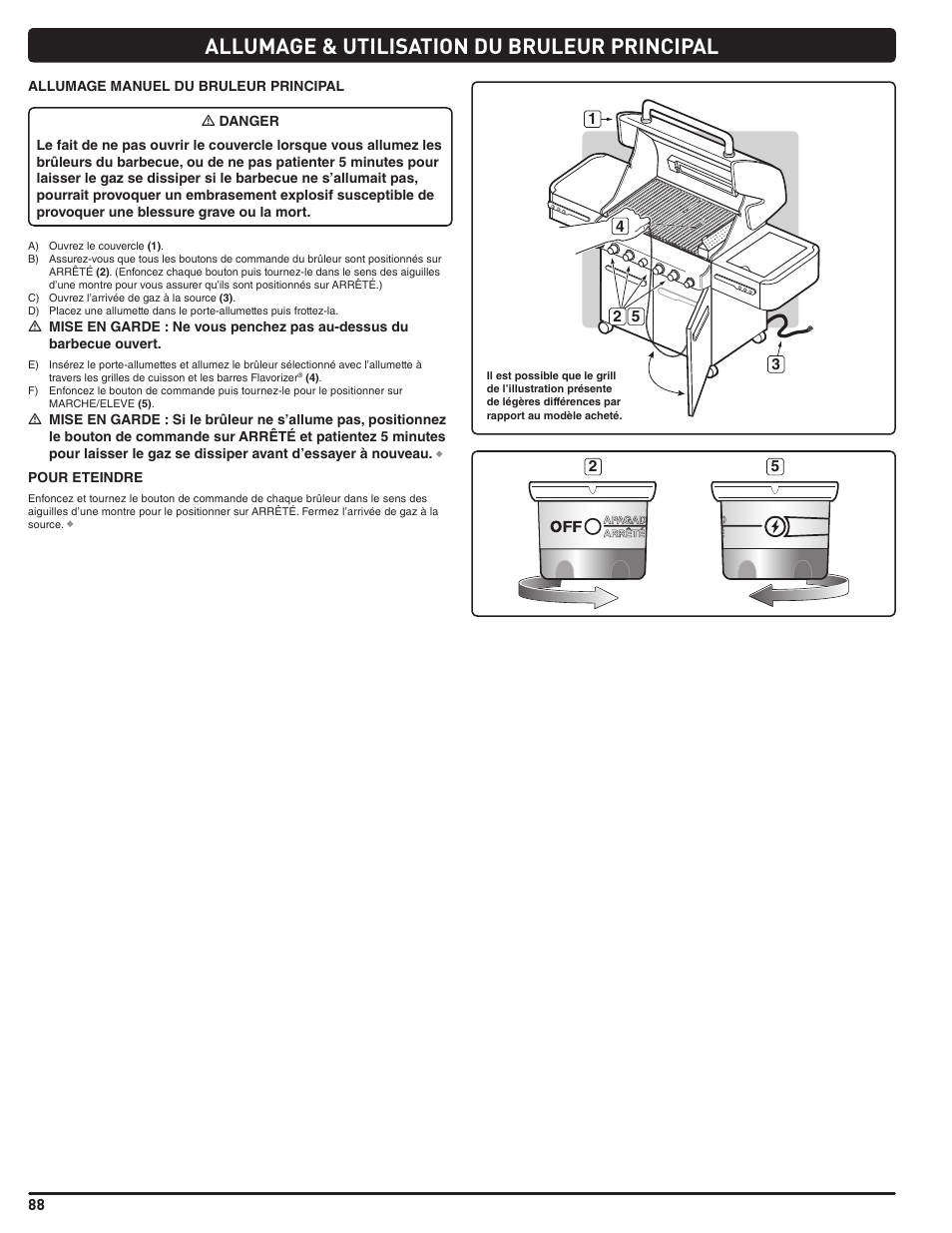 Allumage & utilisation du bruleur principal | weber Summit E 470 User Manual | Page 88 / 108