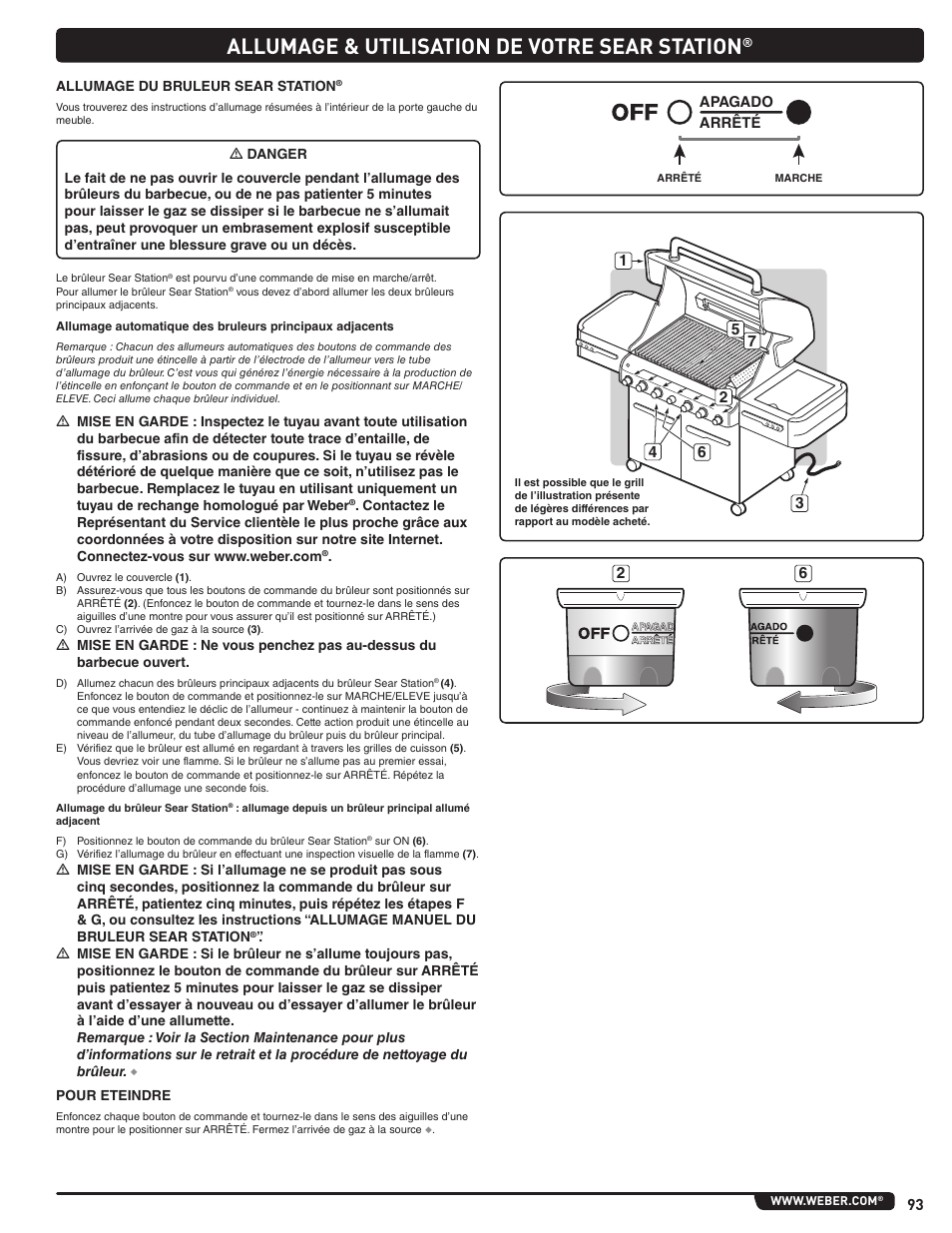 Allumage & utilisation de votre sear station | weber Summit E 470 User Manual | Page 93 / 108