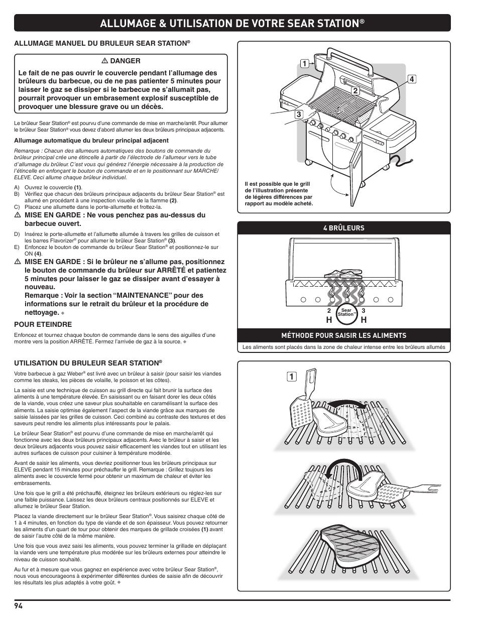 Allumage & utilisation de votre sear station | weber Summit E 470 User Manual | Page 94 / 108