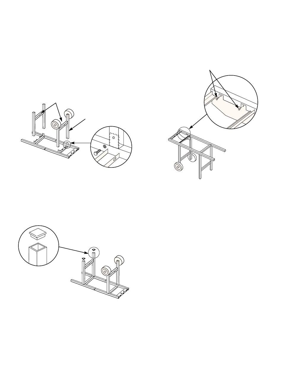 Continue frame assembly, Install tubing plugs, Add front panel | weber SKYLINETM 520 User Manual | Page 11 / 36