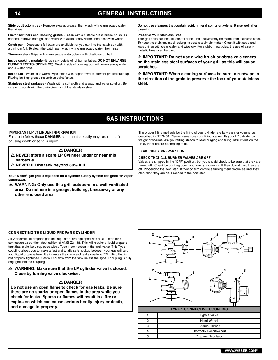 General instructions, General instructions gas instructions | weber 89563 User Manual | Page 14 / 84