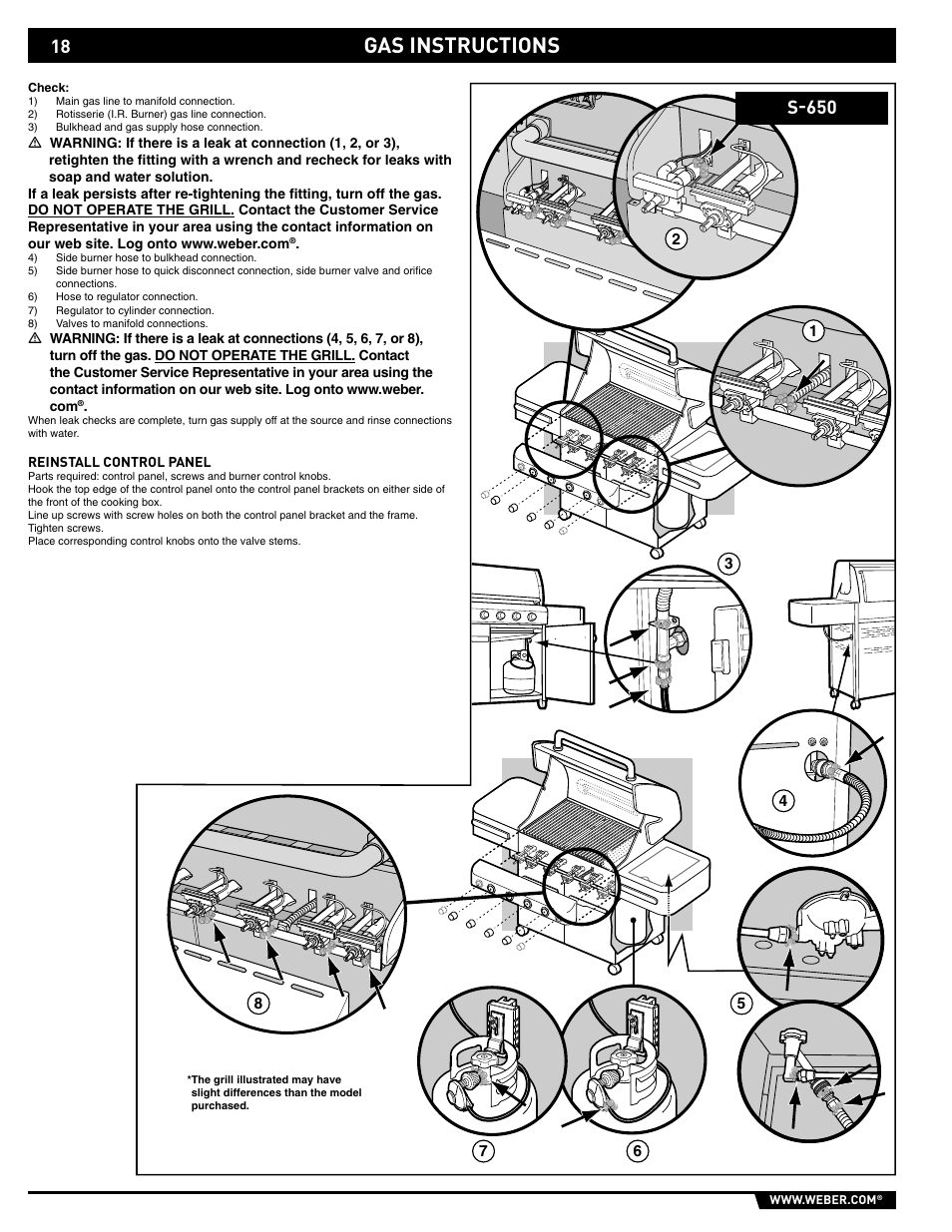 Gas instructions, S-650 | weber 89563 User Manual | Page 18 / 84