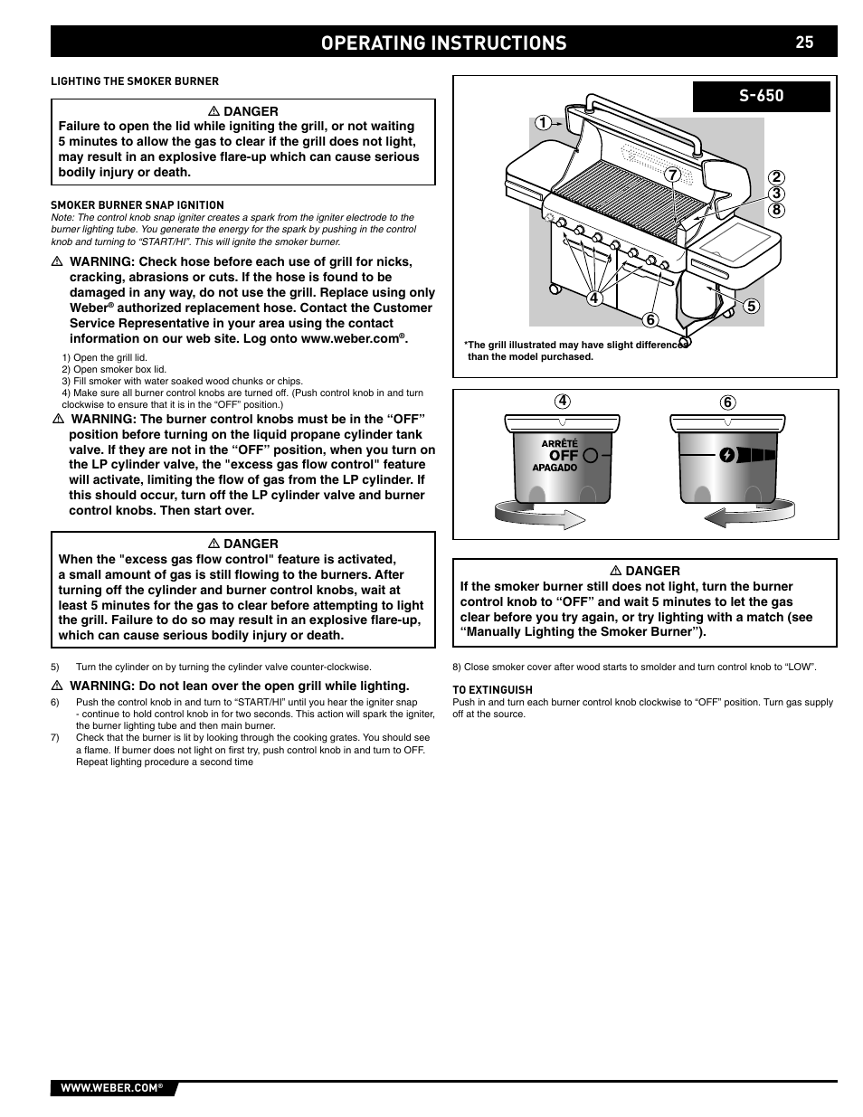 Operating instructions, S-650 | weber 89563 User Manual | Page 25 / 84
