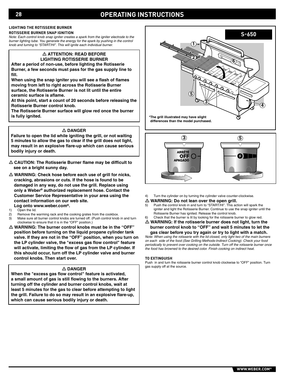 Operating instructions, S-650 | weber 89563 User Manual | Page 28 / 84