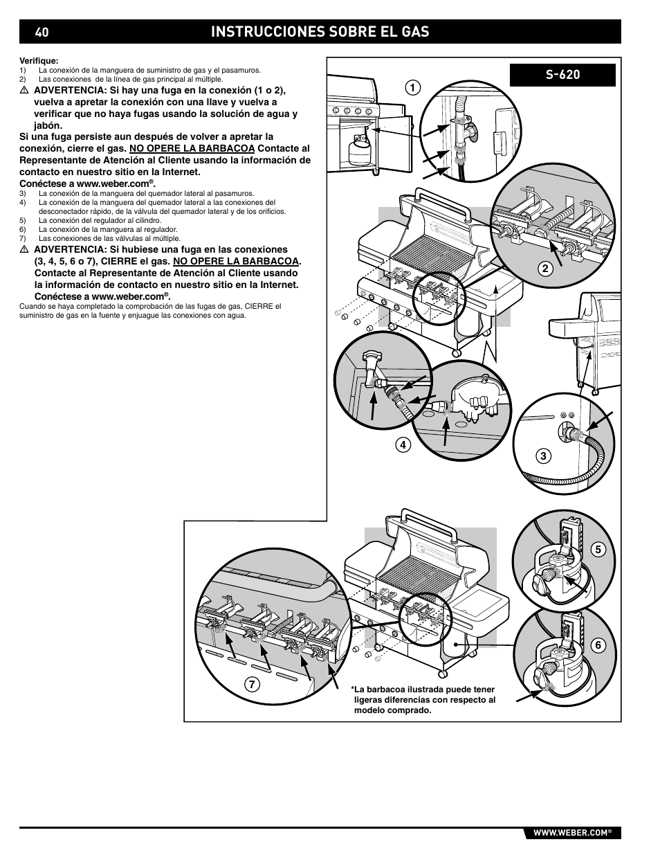 Instrucciones sobre el gas, S-620 | weber 89563 User Manual | Page 40 / 84