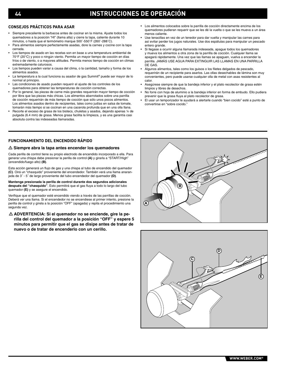 Instrucciones de operación | weber 89563 User Manual | Page 44 / 84