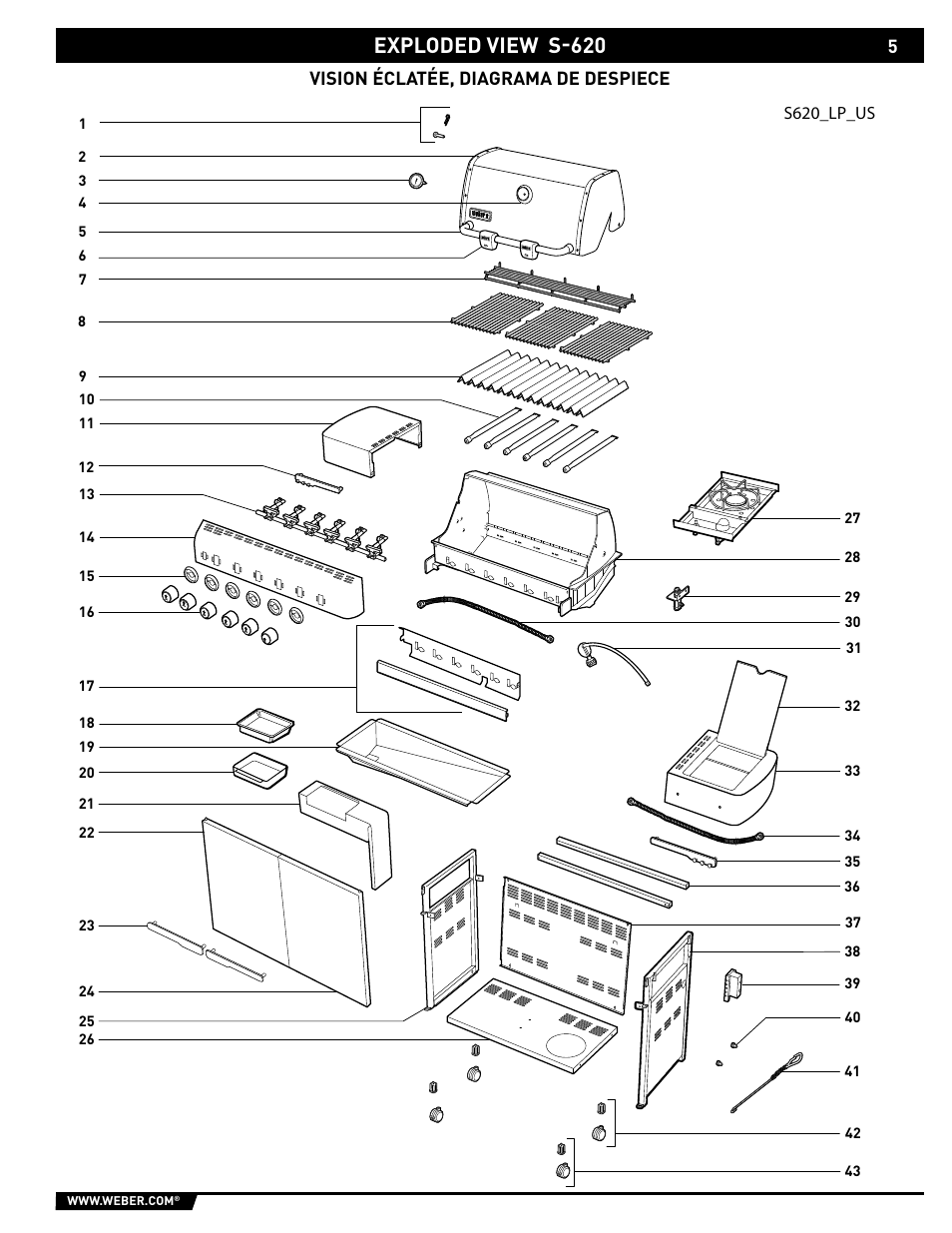 Exploded view s-620 | weber 89563 User Manual | Page 5 / 84