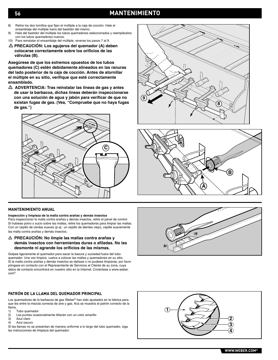 Mantenimiento, Ba c | weber 89563 User Manual | Page 56 / 84