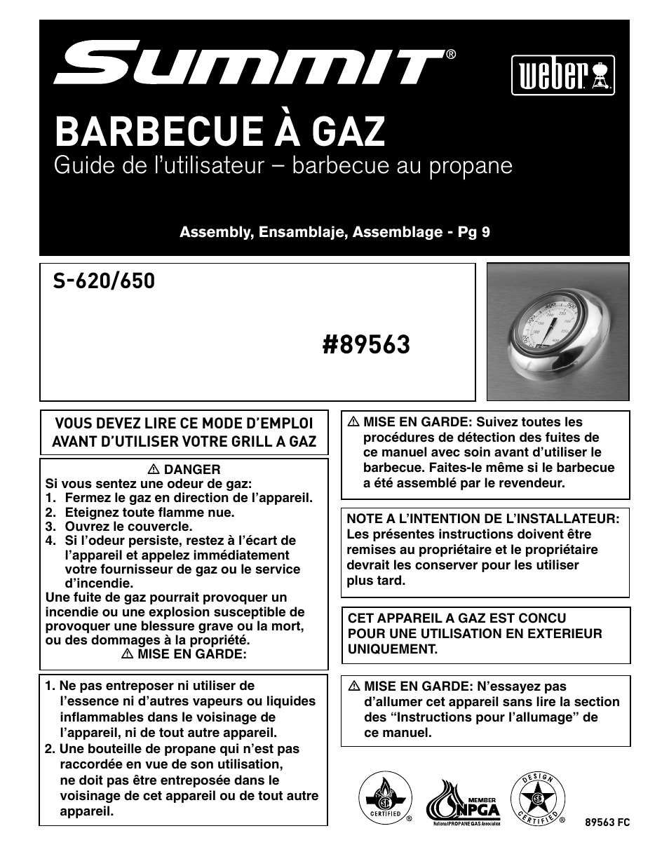 Barbecue à gaz, Guide de l’utilisateur – barbecue au propane | weber 89563 User Manual | Page 57 / 84