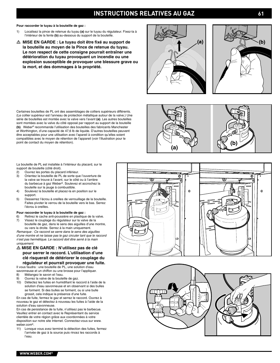 Gas instructions, Instructions relatives au gaz, A) (b) | weber 89563 User Manual | Page 61 / 84