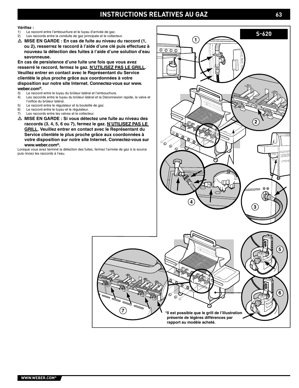 Instructions relatives au gaz, S-620 | weber 89563 User Manual | Page 63 / 84