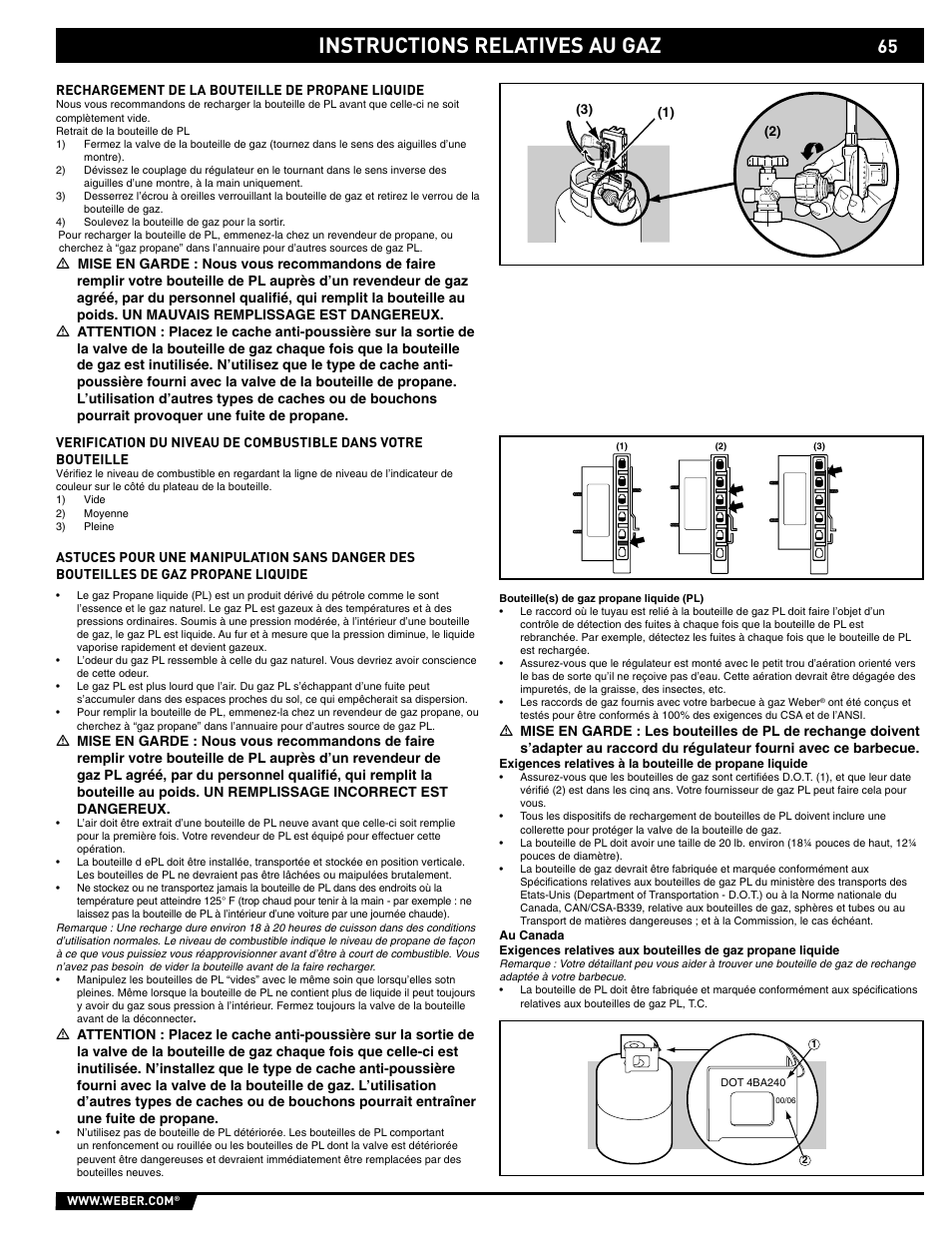 Gas instructions, Instructions relatives au gaz | weber 89563 User Manual | Page 65 / 84