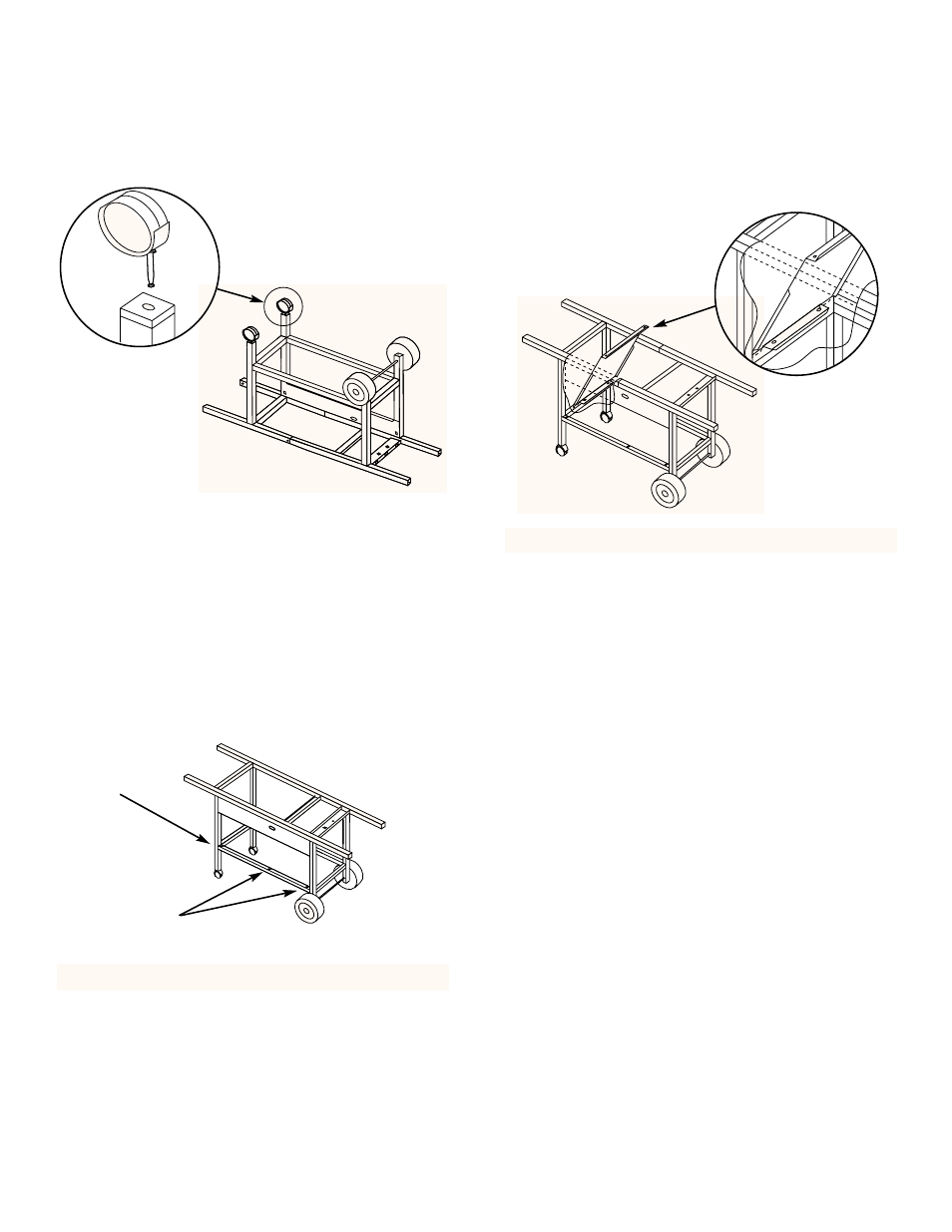 Insert casters, Check the frame assembly, Install left end panel | weber 3400 Series User Manual | Page 13 / 44