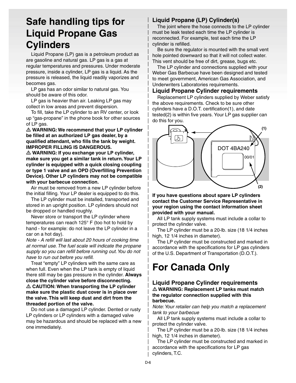 For canada only | weber 55143 User Manual | Page 30 / 37
