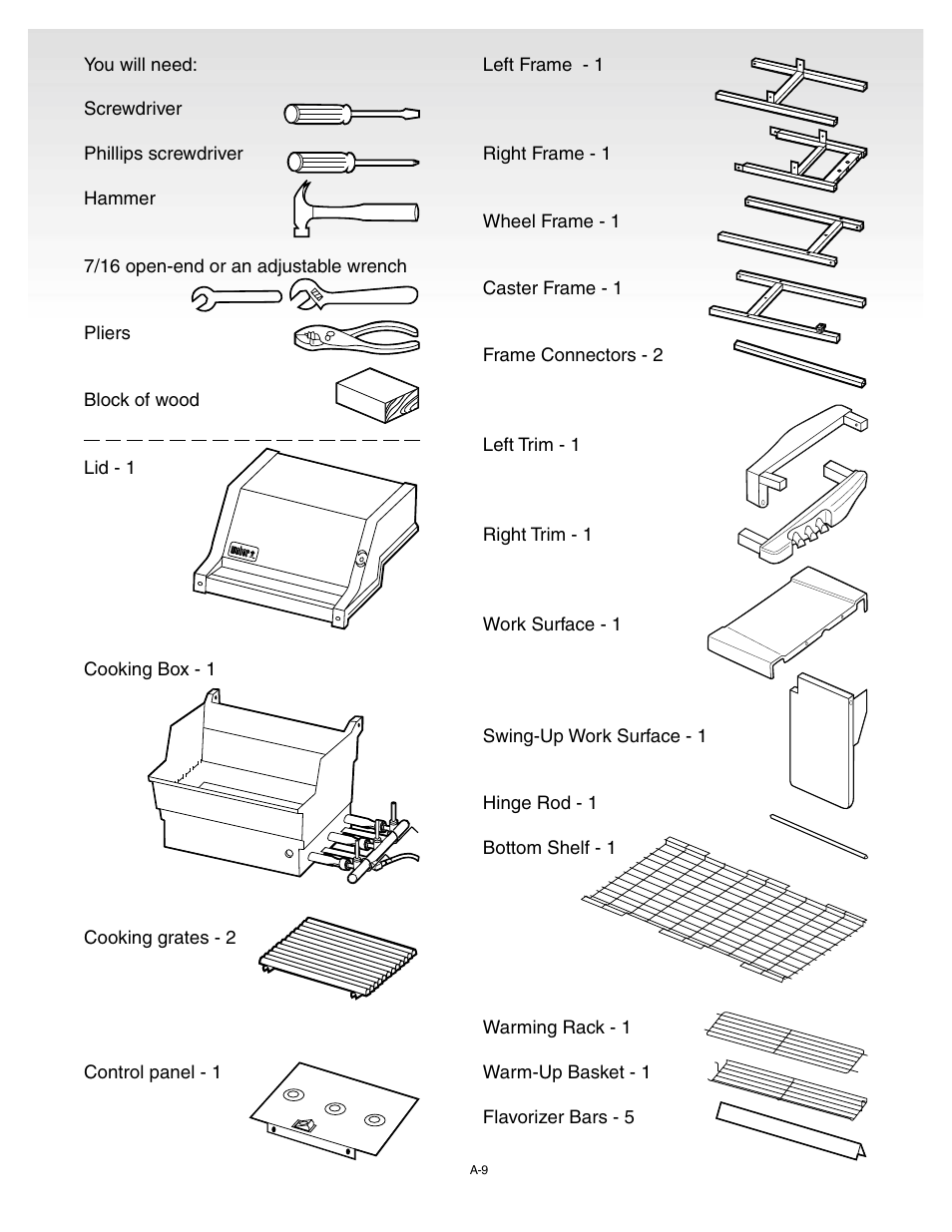 Parts list | weber 55143 User Manual | Page 9 / 37