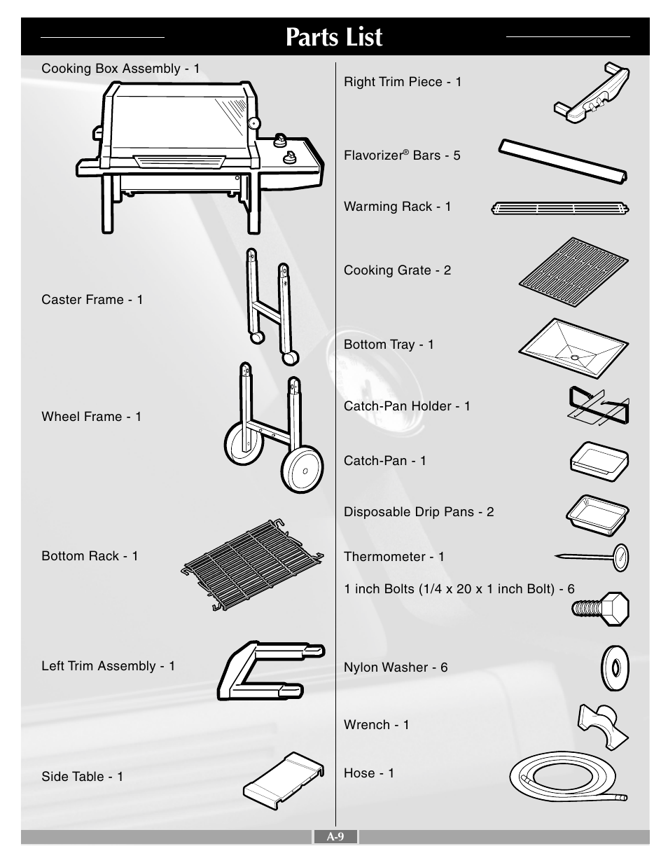 Parts list | weber Silver A User Manual | Page 9 / 25