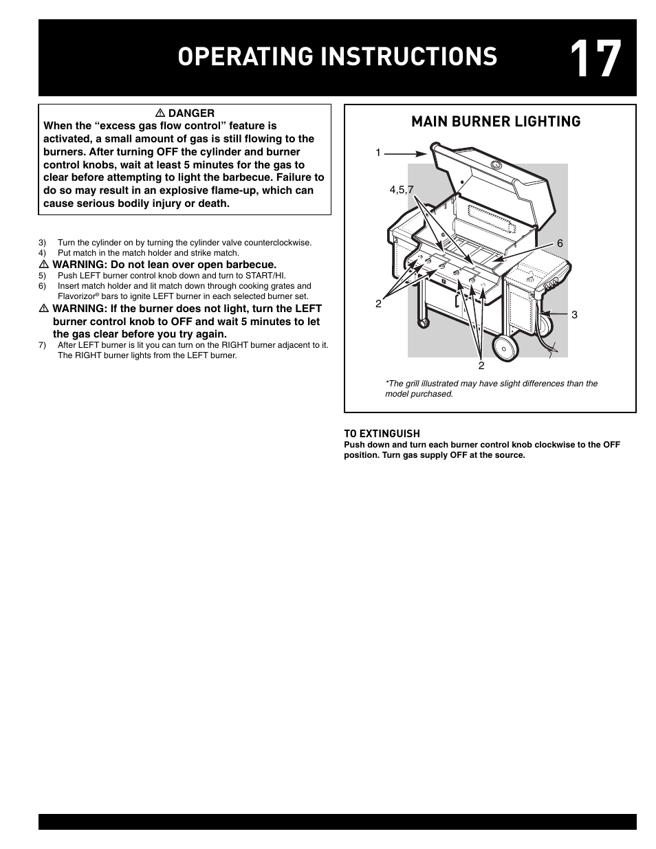 Operating instructions, Main burner lighting | weber 38008 User Manual | Page 17 / 36