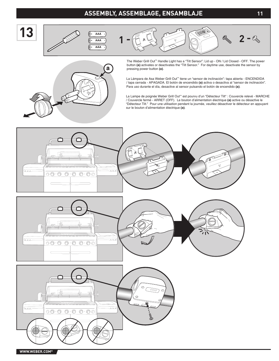 Assembly, assemblage, ensamblaje | weber 89374 User Manual | Page 11 / 88